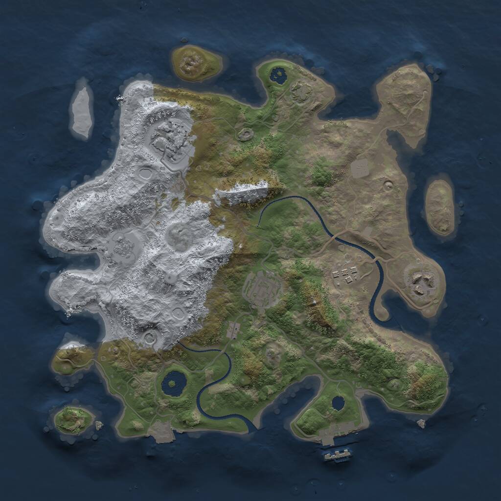 Rust Map: Procedural Map, Size: 3000, Seed: 26461, 9 Monuments