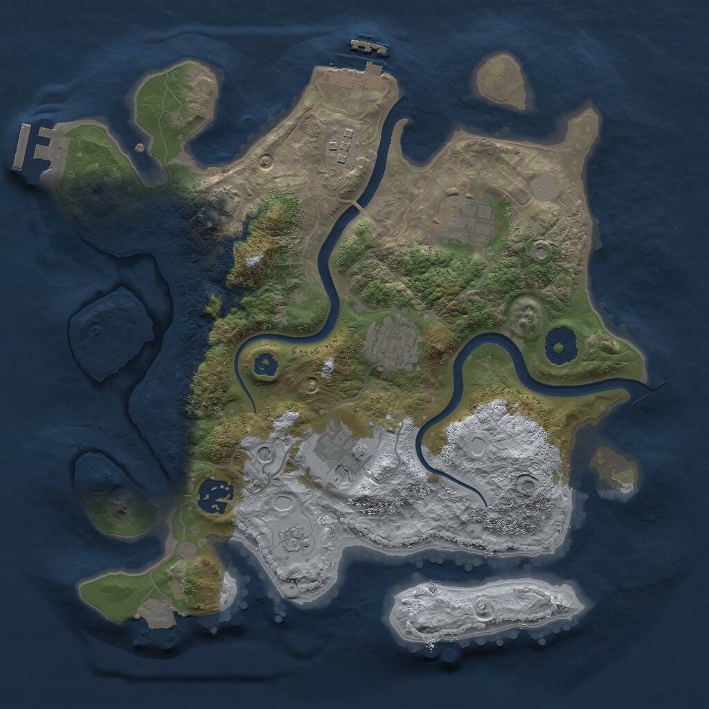 Rust Map: Procedural Map, Size: 3000, Seed: 433079704, 11 Monuments