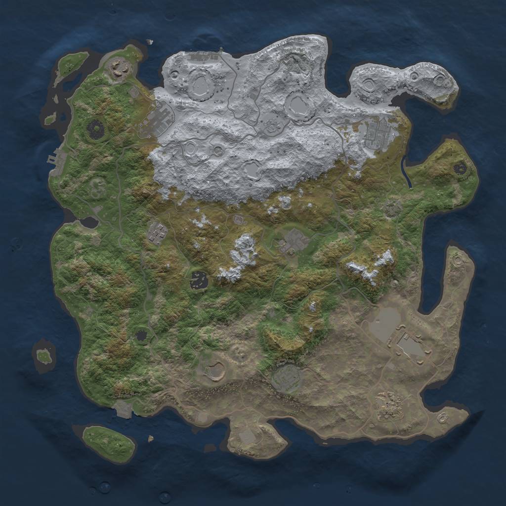 Rust Map: Procedural Map, Size: 4000, Seed: 47267, 18 Monuments