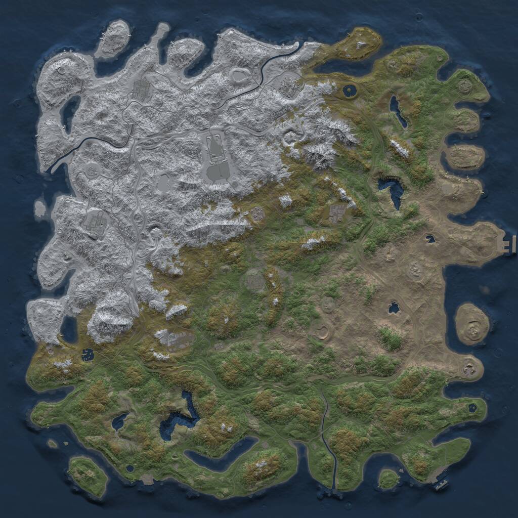 Rust Map: Procedural Map, Size: 6000, Seed: 50722, 17 Monuments