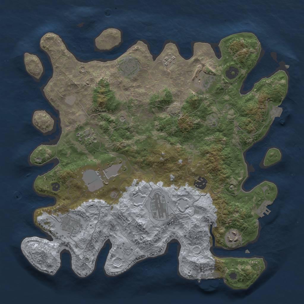 Rust Map: Procedural Map, Size: 3600, Seed: 882771652, 17 Monuments