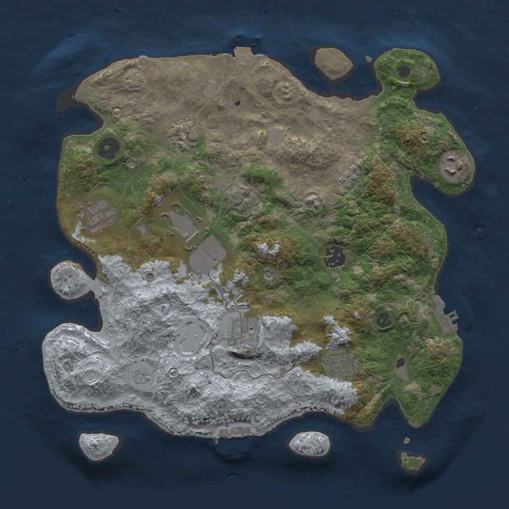 Rust Map: Procedural Map, Size: 3500, Seed: 97656, 16 Monuments