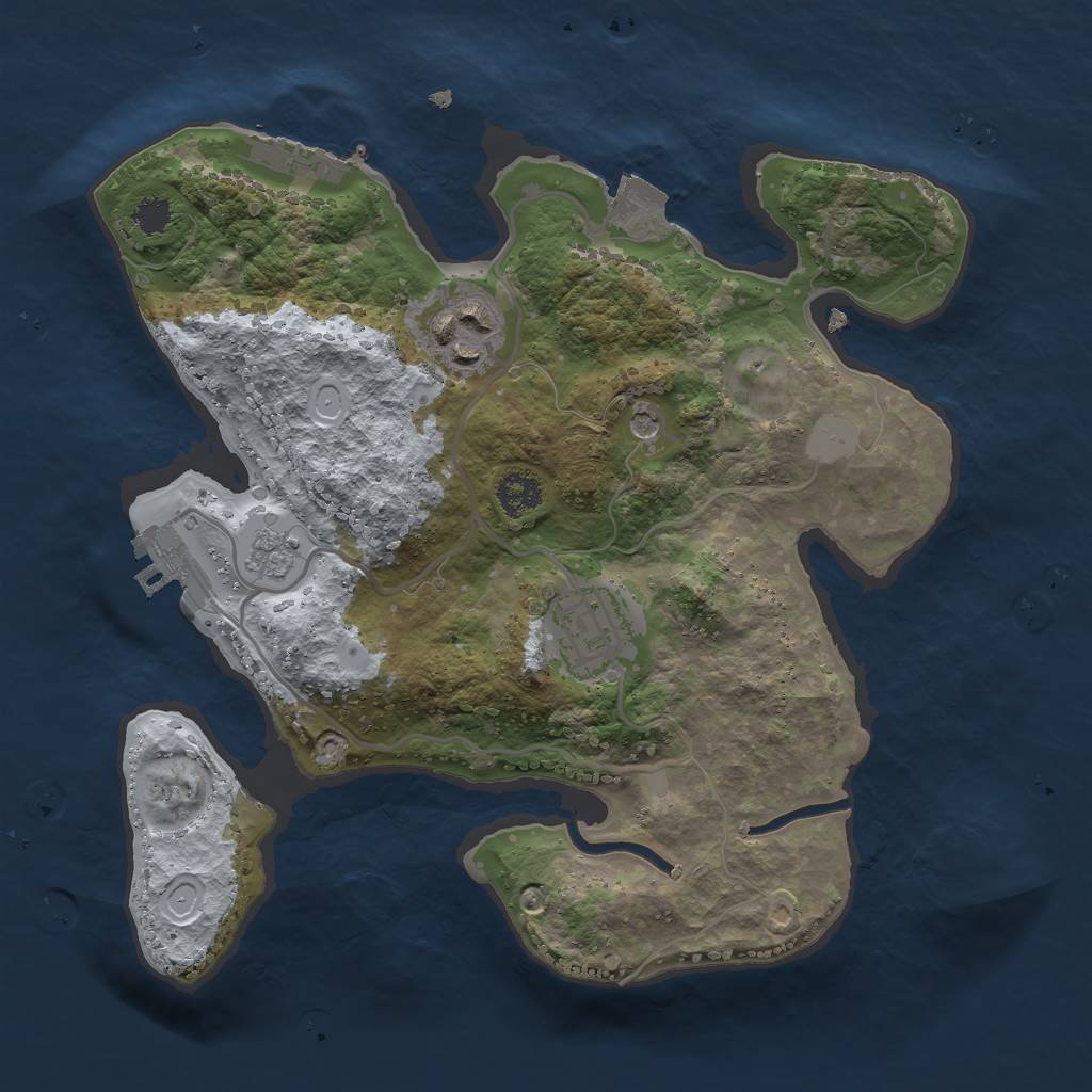 Rust Map: Procedural Map, Size: 2500, Seed: 65879, 9 Monuments