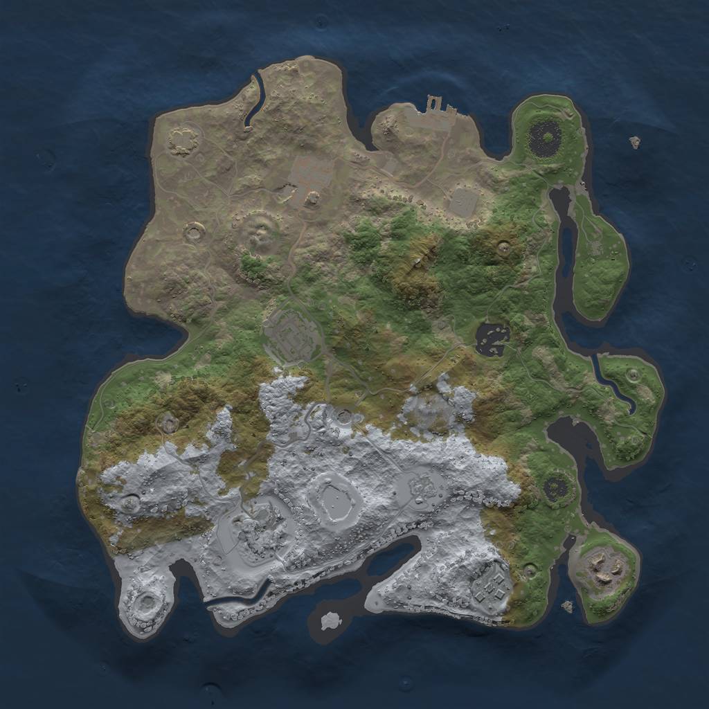 Rust Map: Procedural Map, Size: 3000, Seed: 633789990, 13 Monuments
