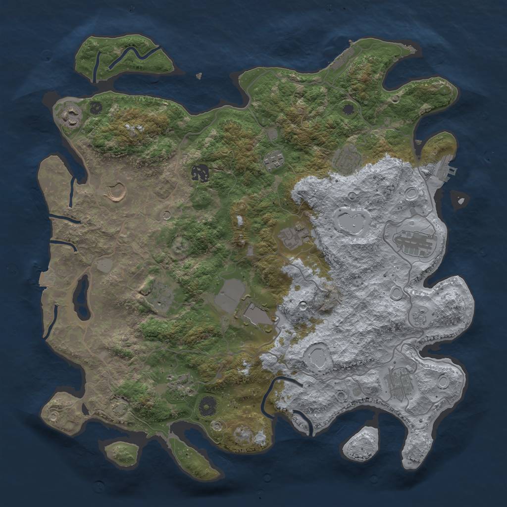 Rust Map: Procedural Map, Size: 4000, Seed: 83475, 19 Monuments