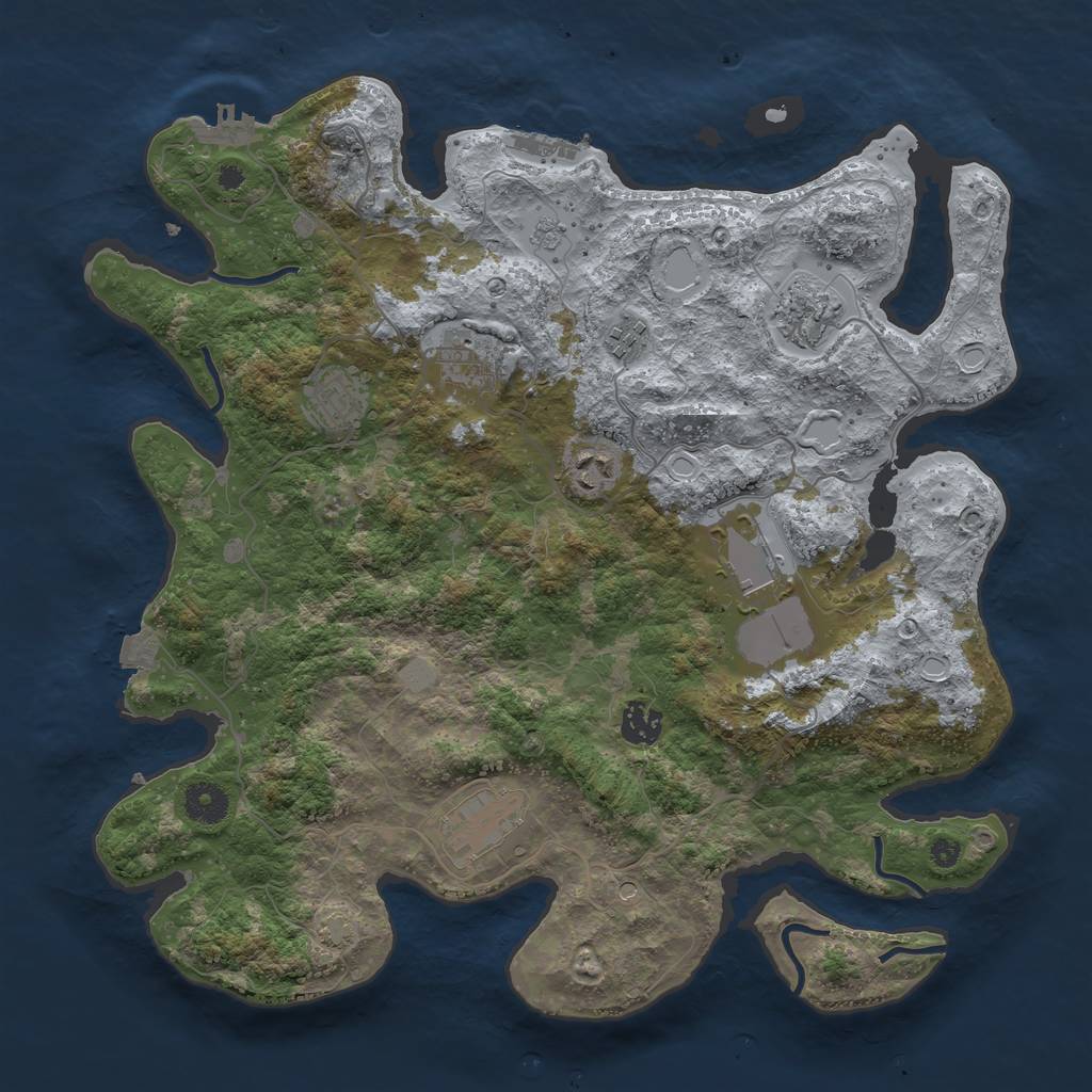 Rust Map: Procedural Map, Size: 3800, Seed: 943591895, 16 Monuments