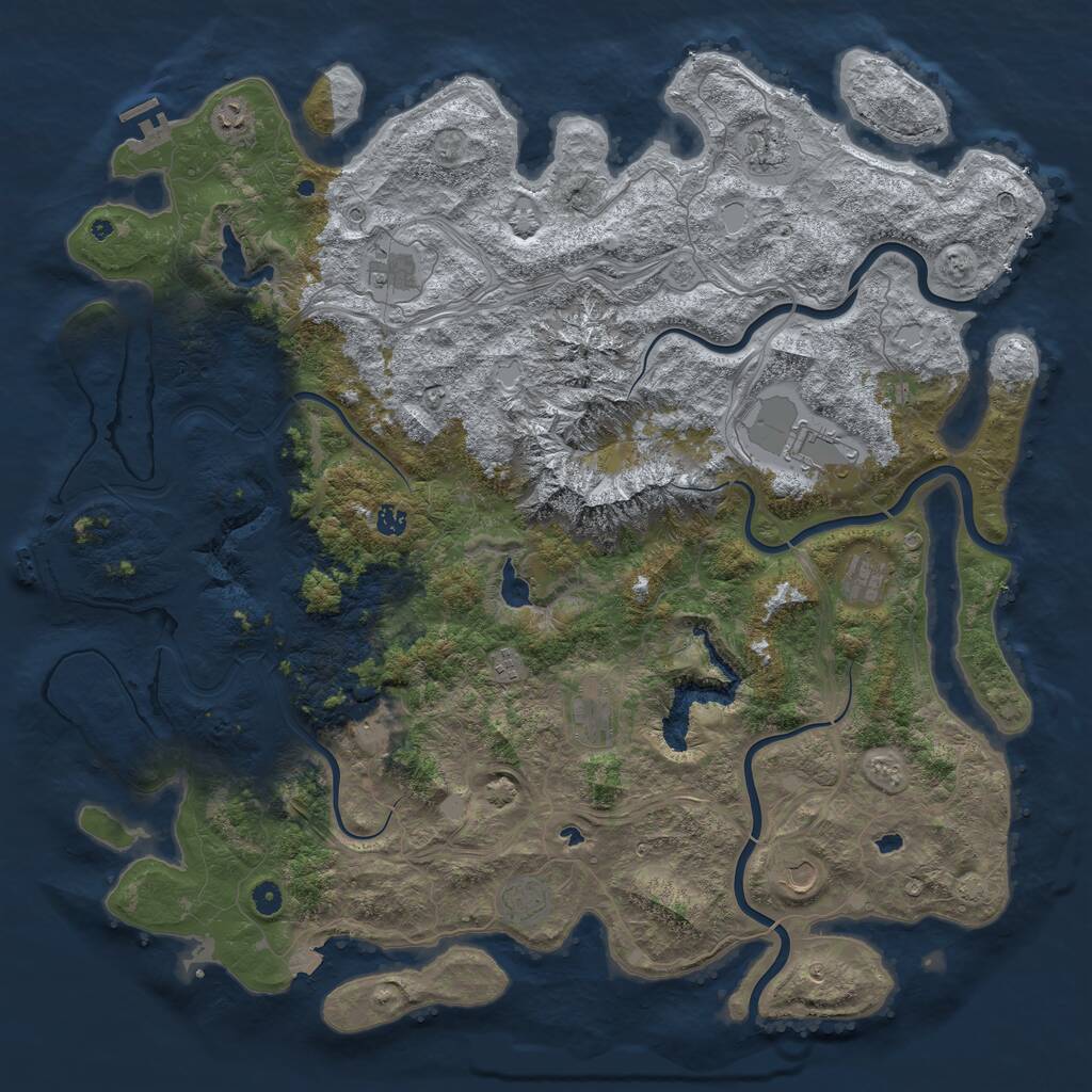 Rust Map: Procedural Map, Size: 5250, Seed: 88888888, 17 Monuments