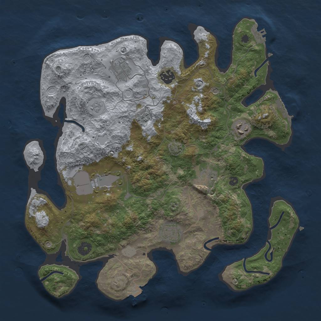 Rust Map: Procedural Map, Size: 3500, Seed: 1394275, 15 Monuments