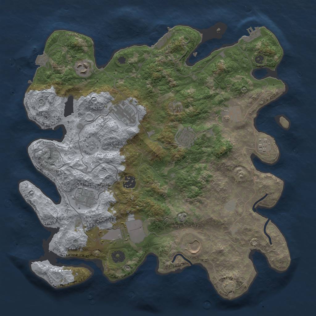 Rust Map: Procedural Map, Size: 3600, Seed: 21604, 17 Monuments