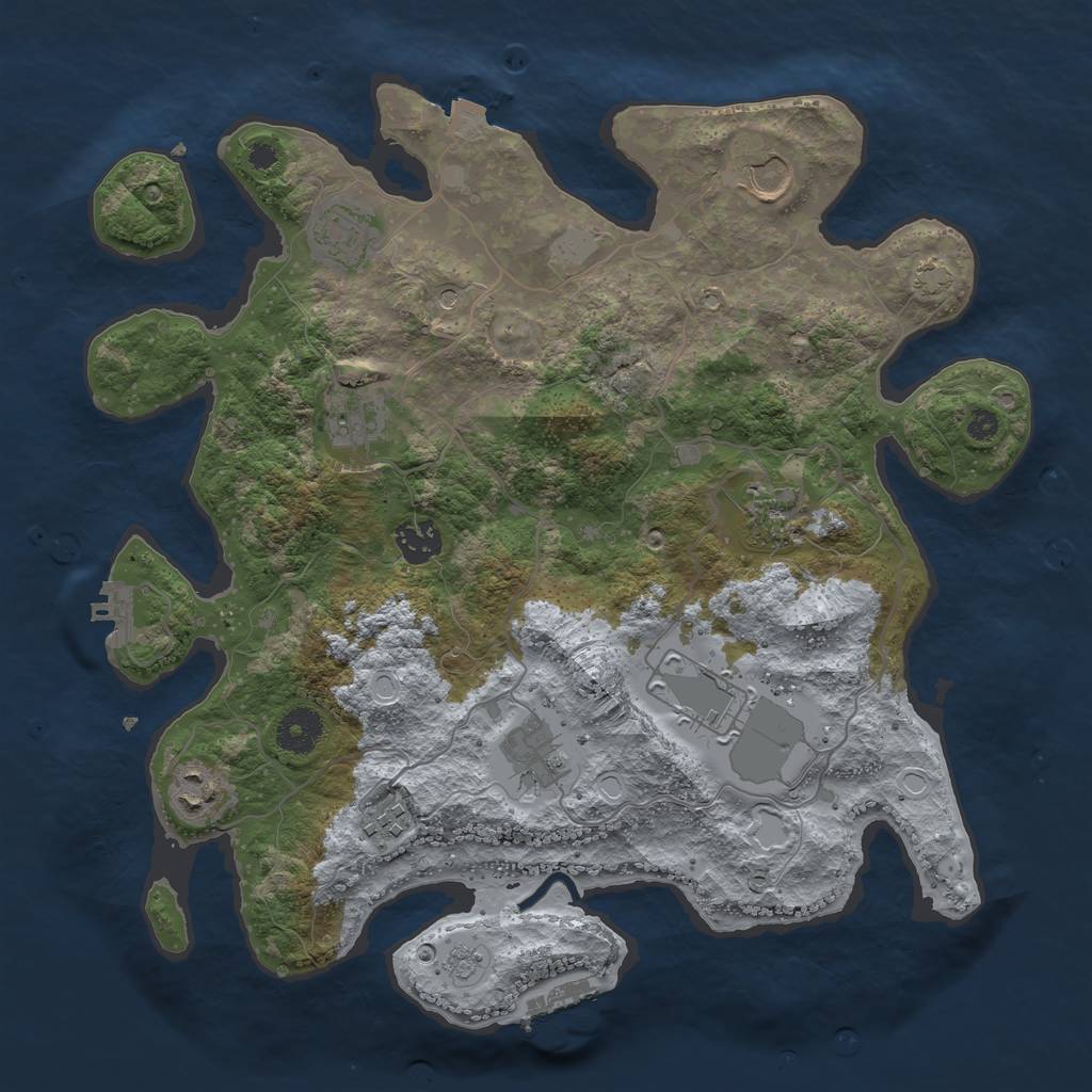 Rust Map: Procedural Map, Size: 3600, Seed: 11604, 17 Monuments