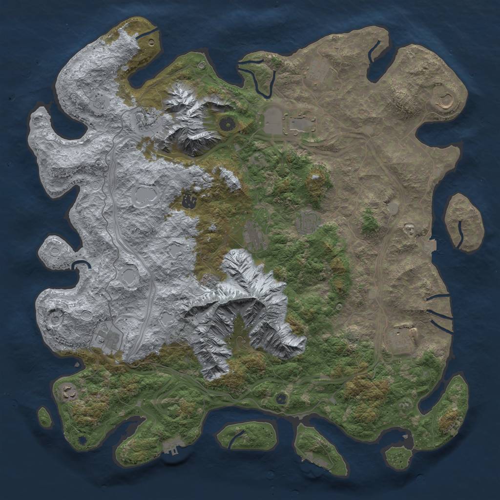 Rust Map: Procedural Map, Size: 5000, Seed: 1252440338, 19 Monuments