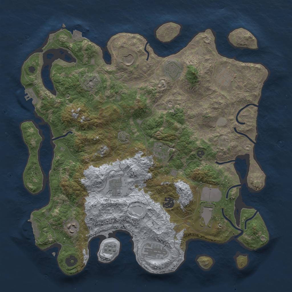 Rust Map: Procedural Map, Size: 3800, Seed: 940596794, 17 Monuments