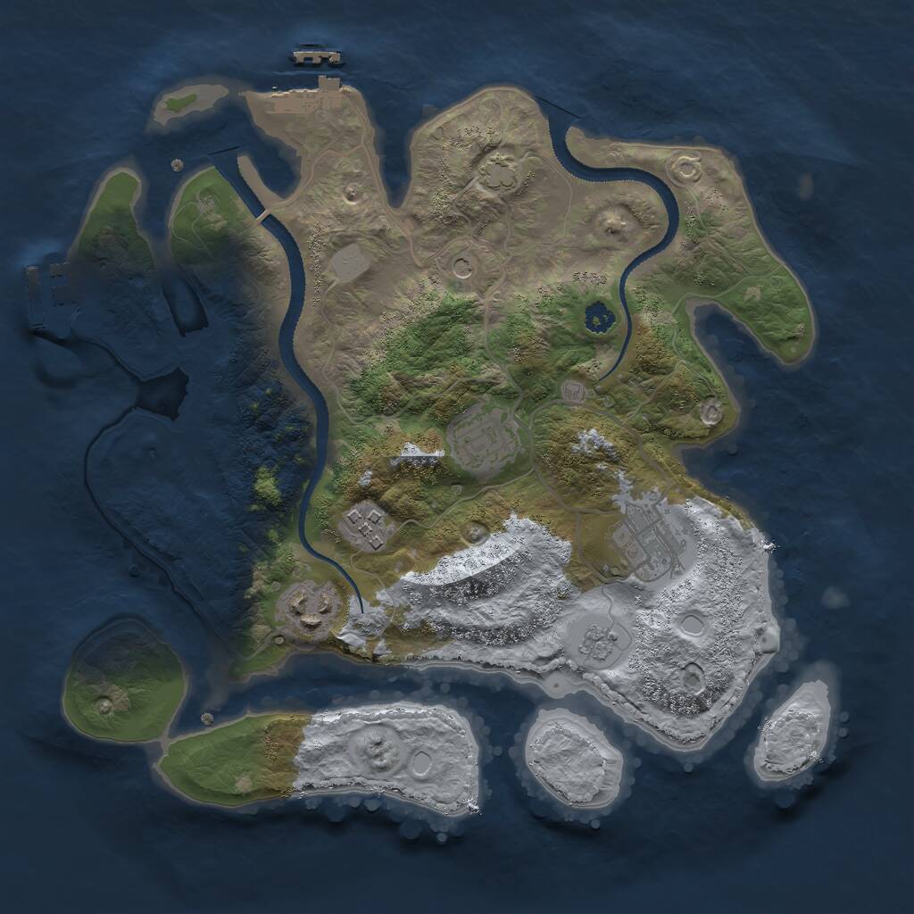 Rust Map: Procedural Map, Size: 3000, Seed: 21584, 10 Monuments
