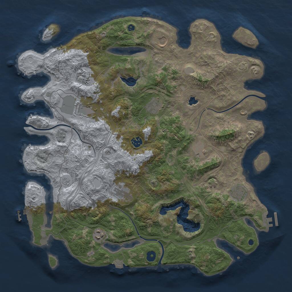 Rust Map: Procedural Map, Size: 4250, Seed: 1255992535, 16 Monuments