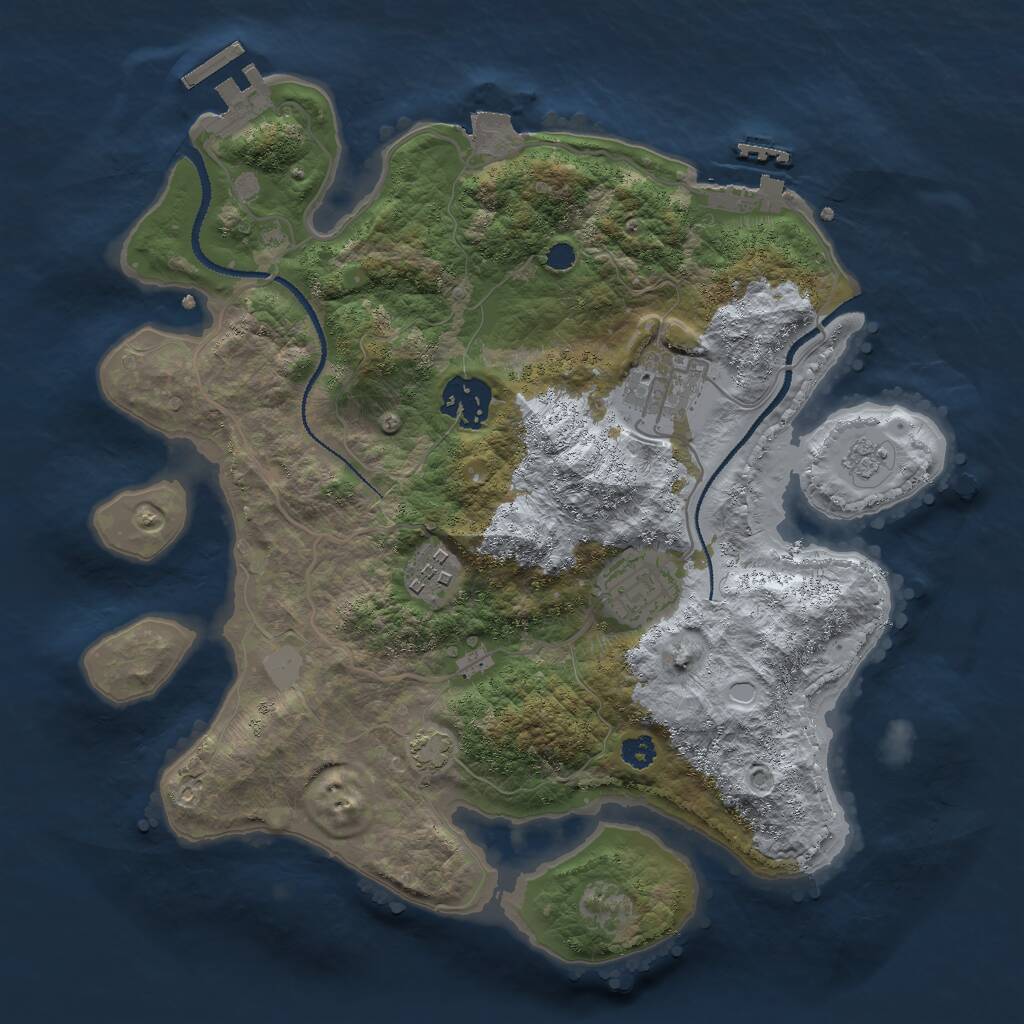 Rust Map: Procedural Map, Size: 3000, Seed: 713880622, 9 Monuments
