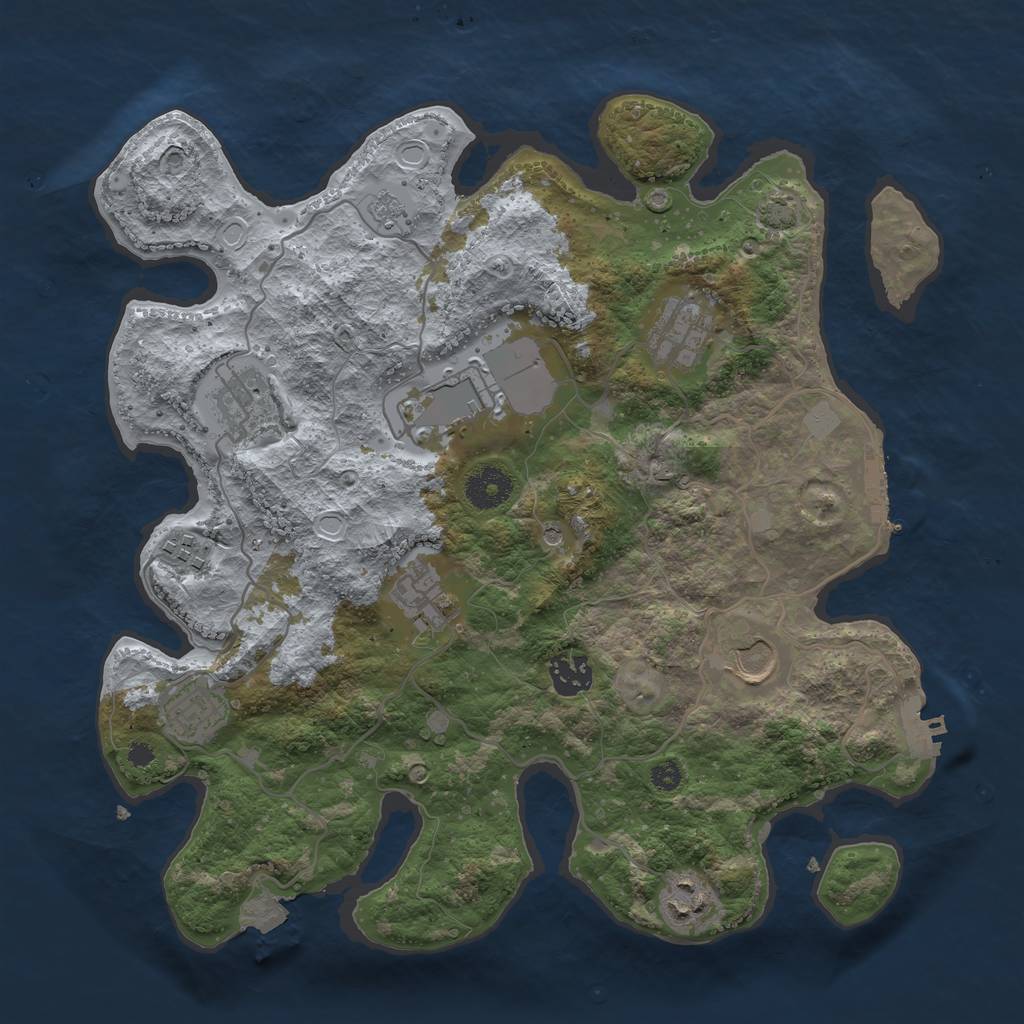 Rust Map: Procedural Map, Size: 3500, Seed: 1939461235, 17 Monuments