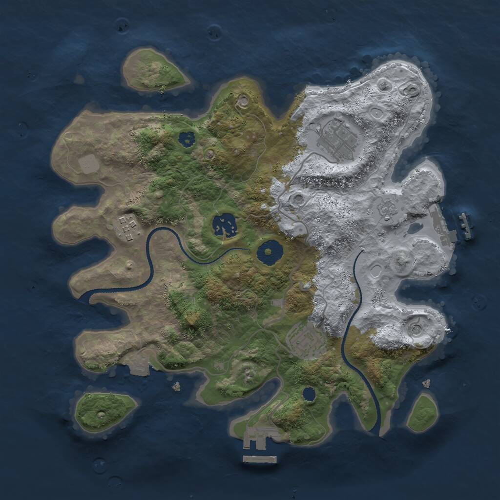 Rust Map: Procedural Map, Size: 3000, Seed: 1365, 9 Monuments
