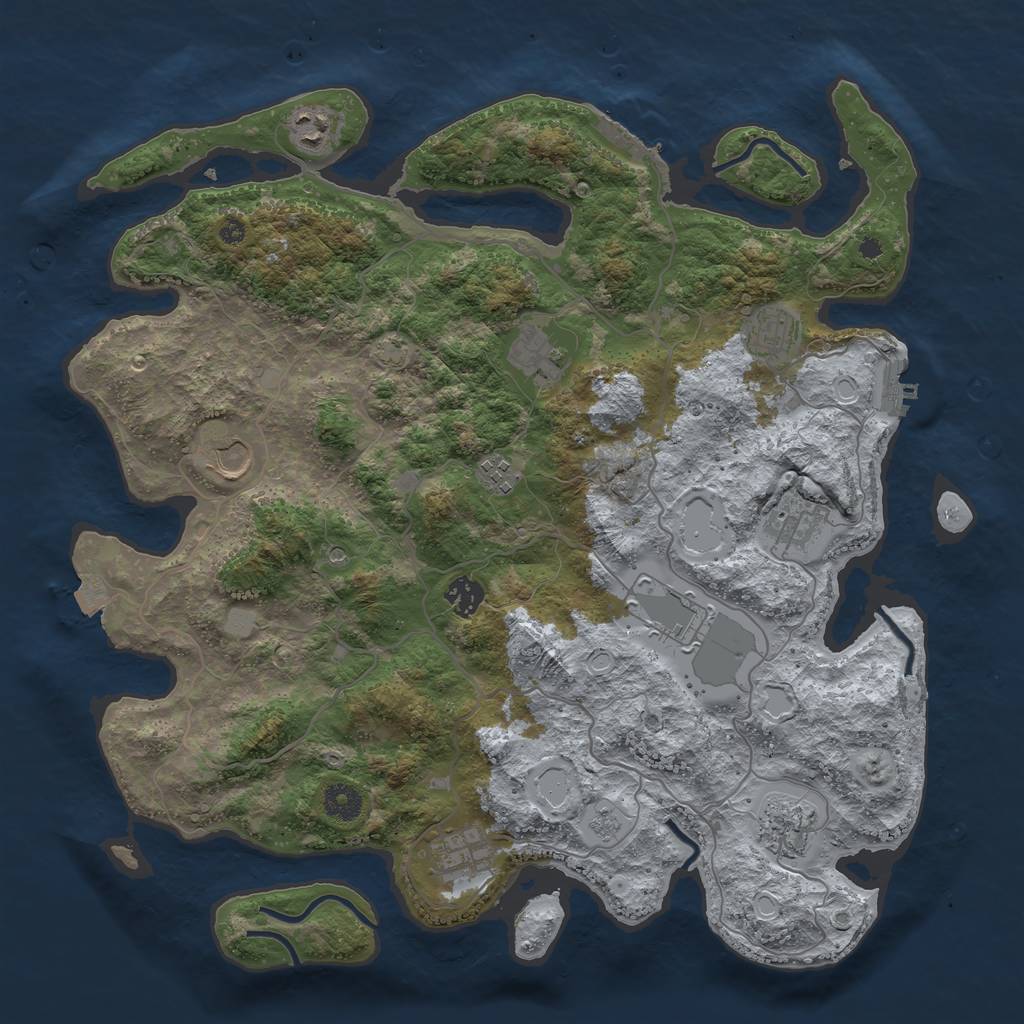 Rust Map: Procedural Map, Size: 4000, Seed: 1112349201, 18 Monuments