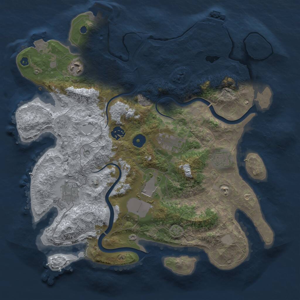 Rust Map: Procedural Map, Size: 3500, Seed: 49897866, 13 Monuments