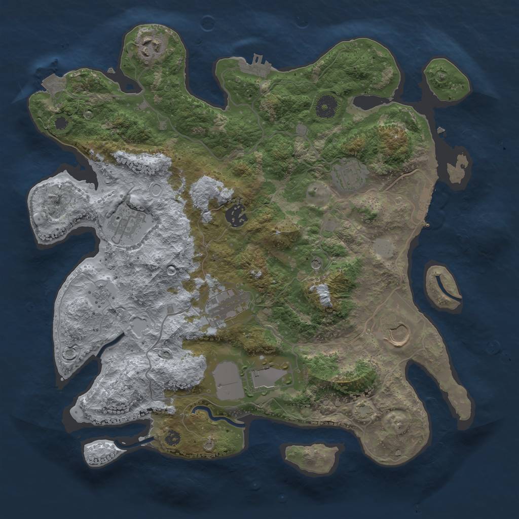 Rust Map: Procedural Map, Size: 3500, Seed: 49897866, 15 Monuments