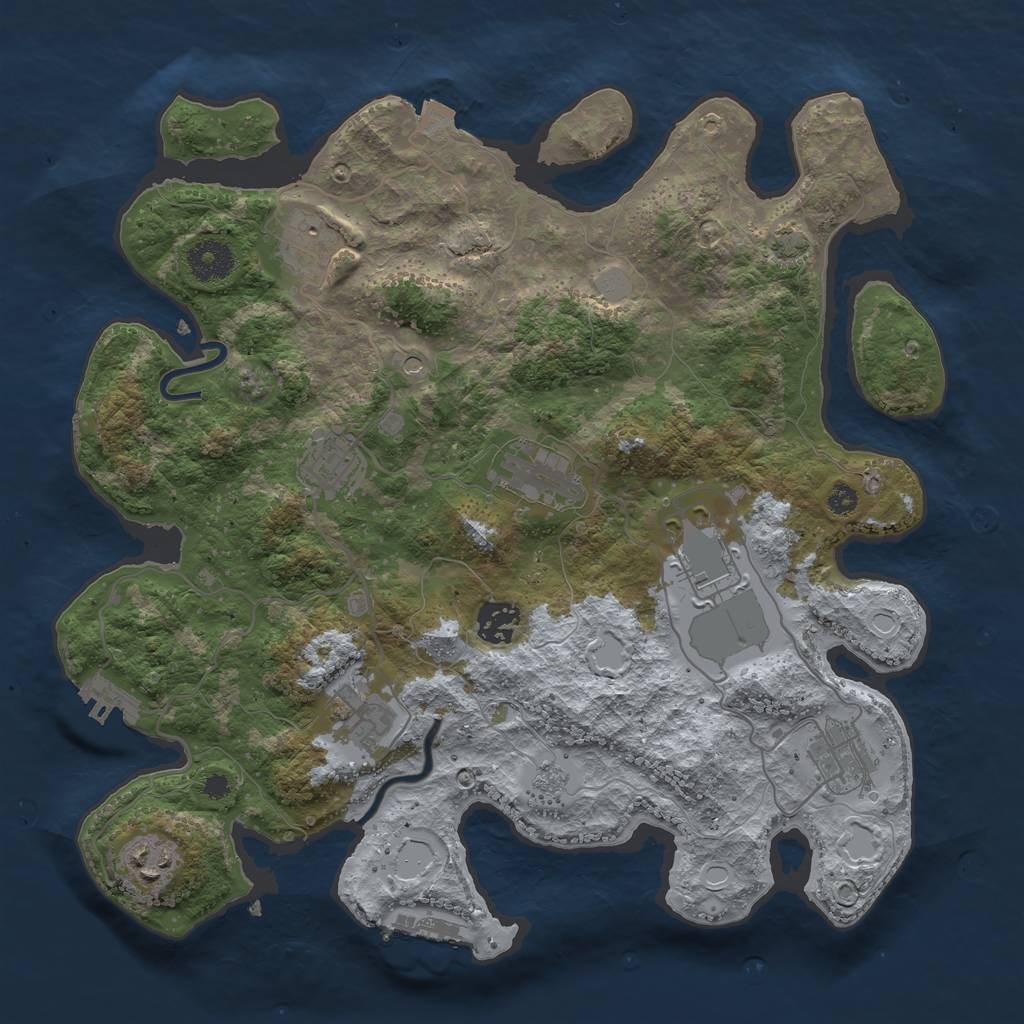 Rust Map: Procedural Map, Size: 3500, Seed: 325062168, 16 Monuments