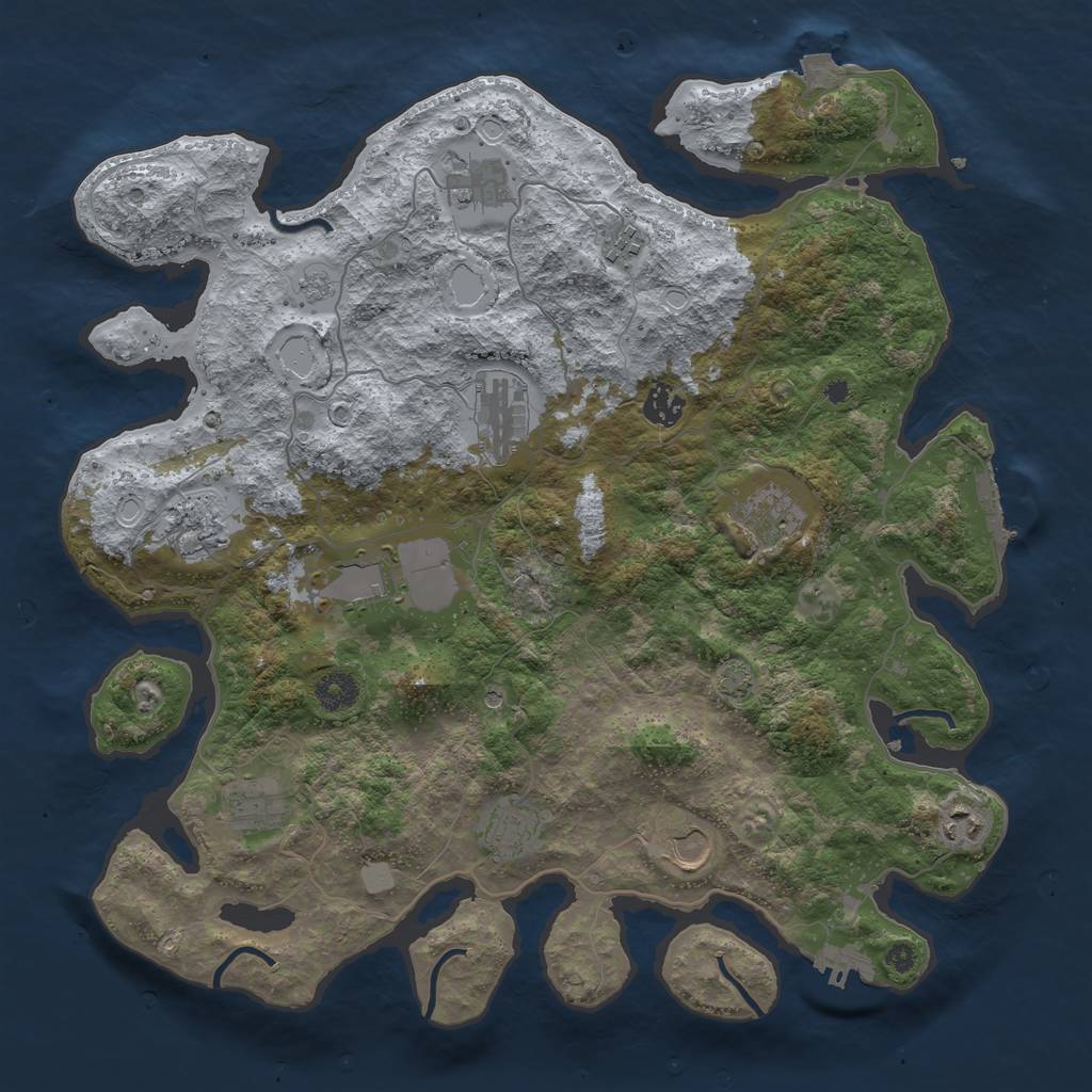 Rust Map: Procedural Map, Size: 3950, Seed: 91728123, 19 Monuments