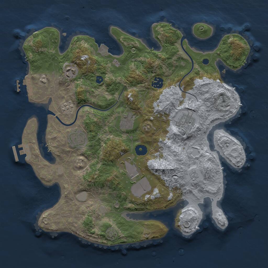 Rust Map: Procedural Map, Size: 3500, Seed: 300300, 13 Monuments
