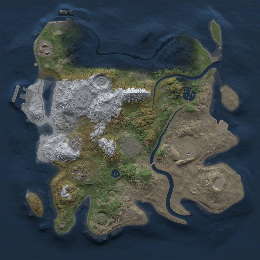 Rust Map: Procedural Map, Size: 3000, Seed: 1117367844, 12 Monuments