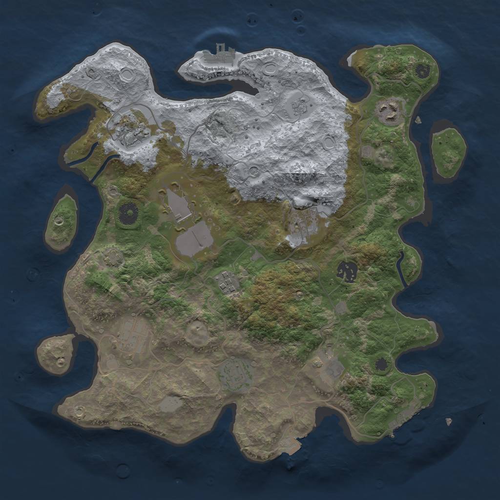 Rust Map: Procedural Map, Size: 3500, Seed: 1275769060, 17 Monuments