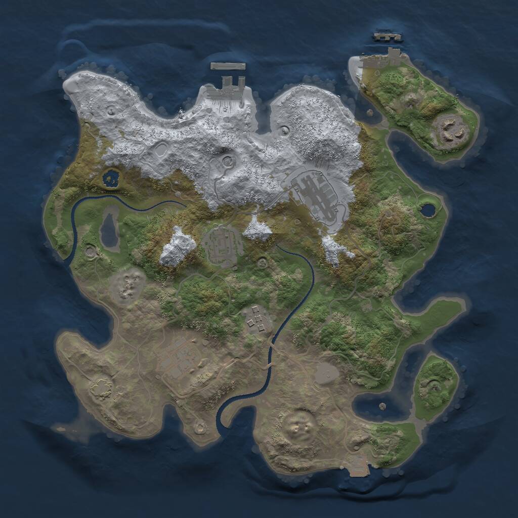 Rust Map: Procedural Map, Size: 3000, Seed: 30972, 10 Monuments
