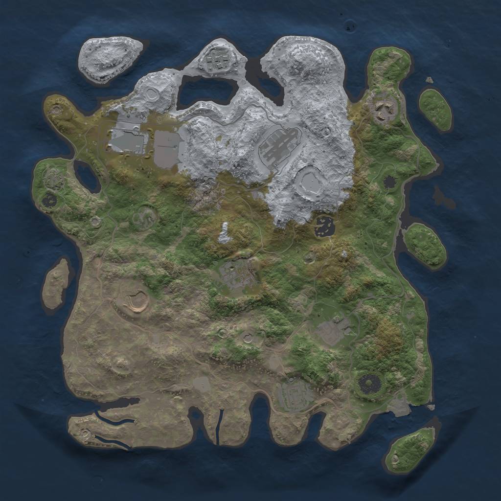 Rust Map: Procedural Map, Size: 3500, Seed: 2275466, 14 Monuments