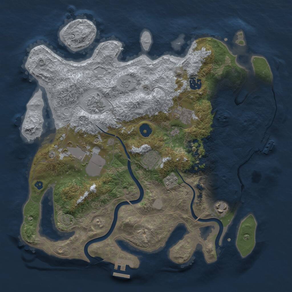 Rust Map: Procedural Map, Size: 3500, Seed: 55884124, 13 Monuments