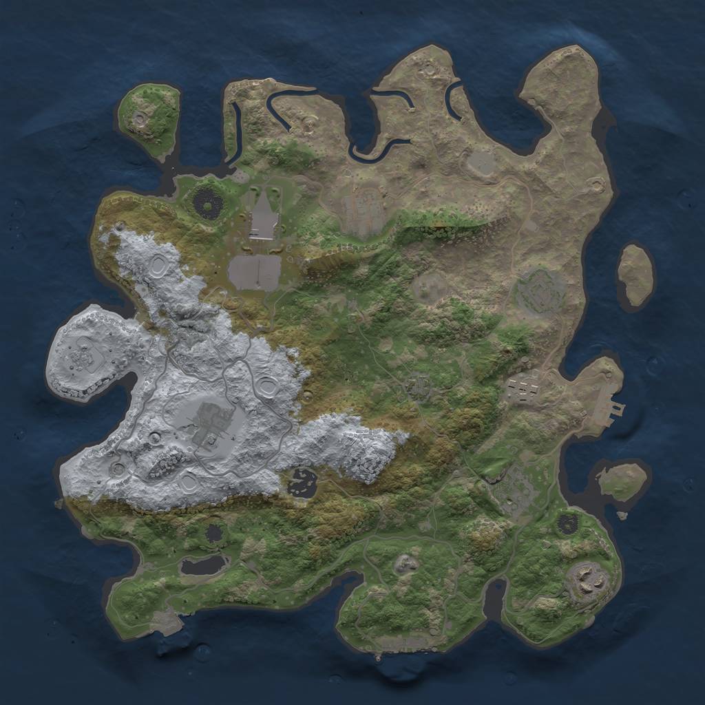 Rust Map: Procedural Map, Size: 3500, Seed: 1734183904, 16 Monuments