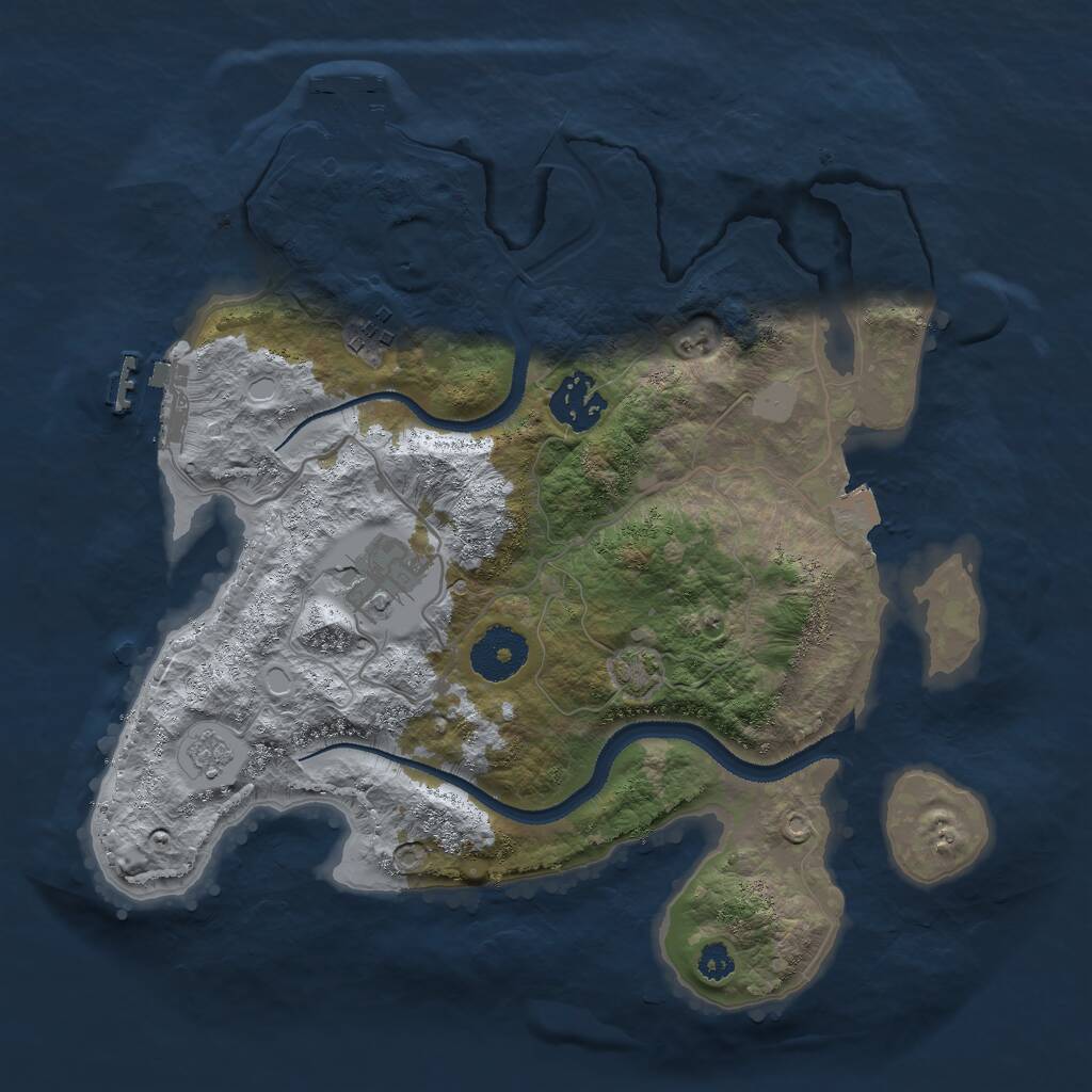 Rust Map: Procedural Map, Size: 3000, Seed: 29527, 8 Monuments