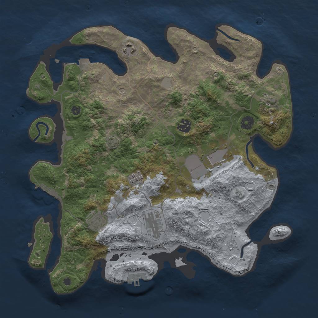 Rust Map: Procedural Map, Size: 3500, Seed: 74667989, 15 Monuments