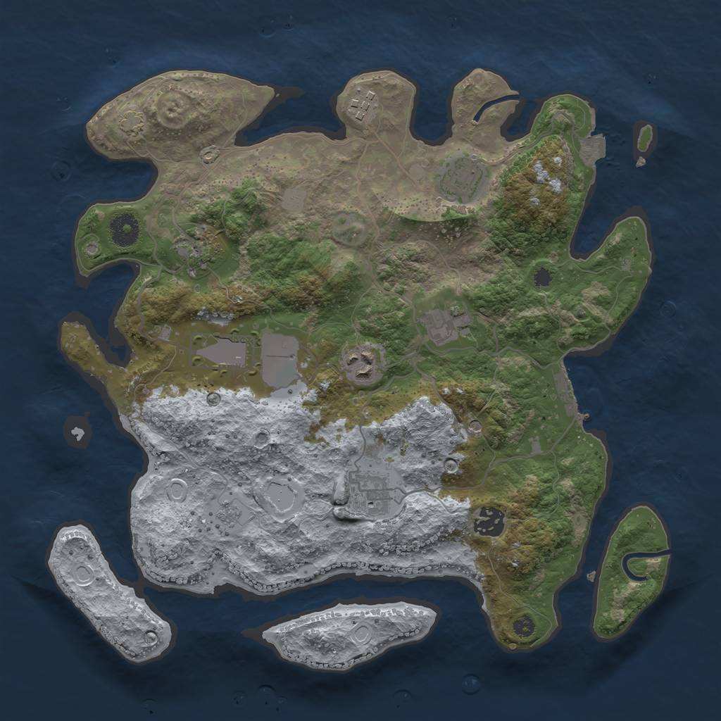 Rust Map: Procedural Map, Size: 3500, Seed: 395038645, 15 Monuments