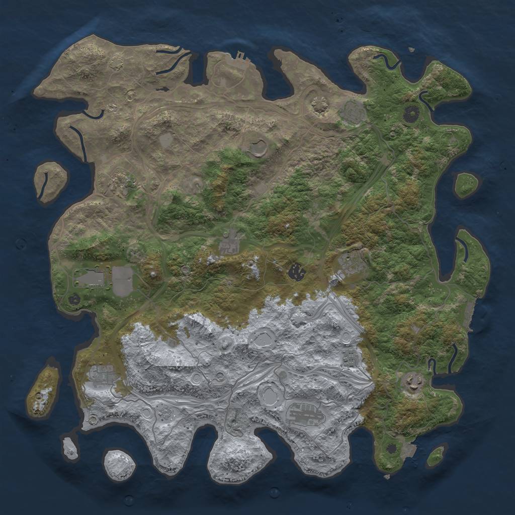 Rust Map: Procedural Map, Size: 4500, Seed: 119731607, 19 Monuments