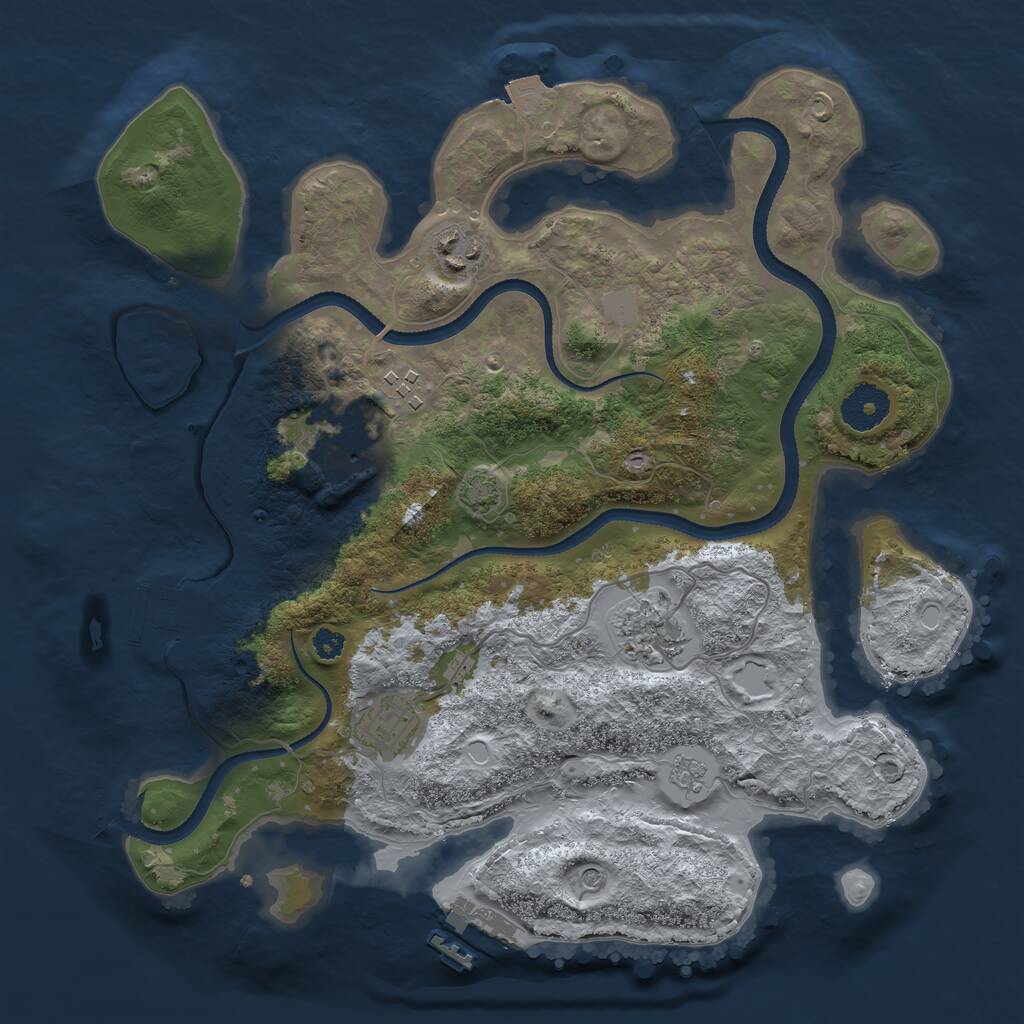 Rust Map: Procedural Map, Size: 3300, Seed: 1383539662, 11 Monuments