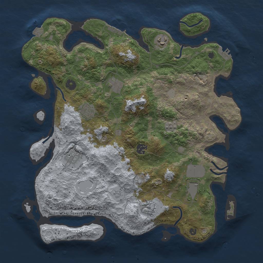 Rust Map: Procedural Map, Size: 3750, Seed: 5733923, 16 Monuments