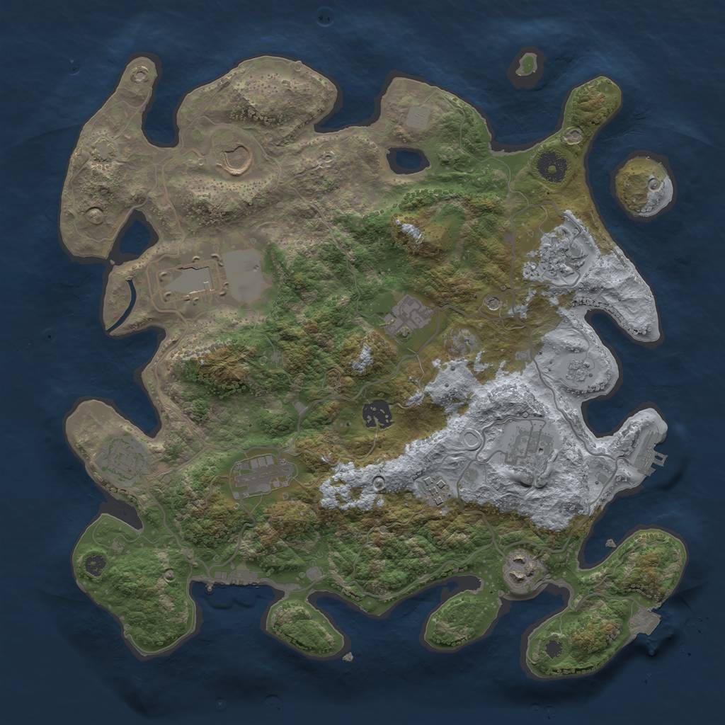 Rust Map: Procedural Map, Size: 3650, Seed: 684983195, 18 Monuments