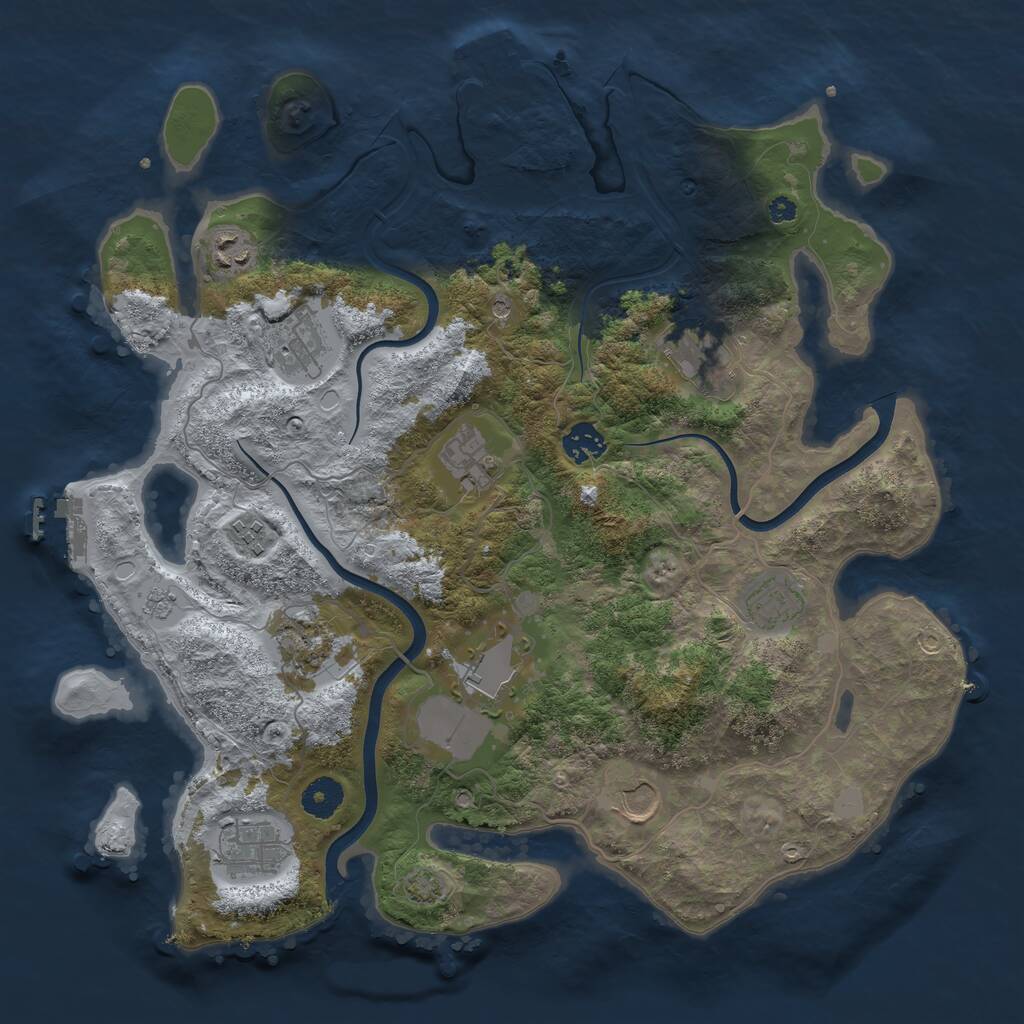 Rust Map: Procedural Map, Size: 3800, Seed: 921970355, 17 Monuments