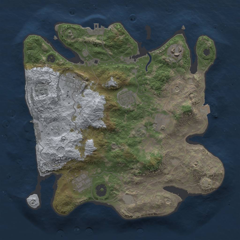Rust Map: Procedural Map, Size: 3000, Seed: 1095095957, 14 Monuments