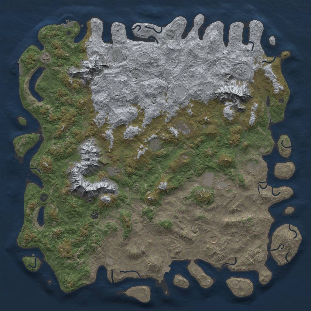 Rust Map: Procedural Map, Size: 6000, Seed: 32058, 19 Monuments