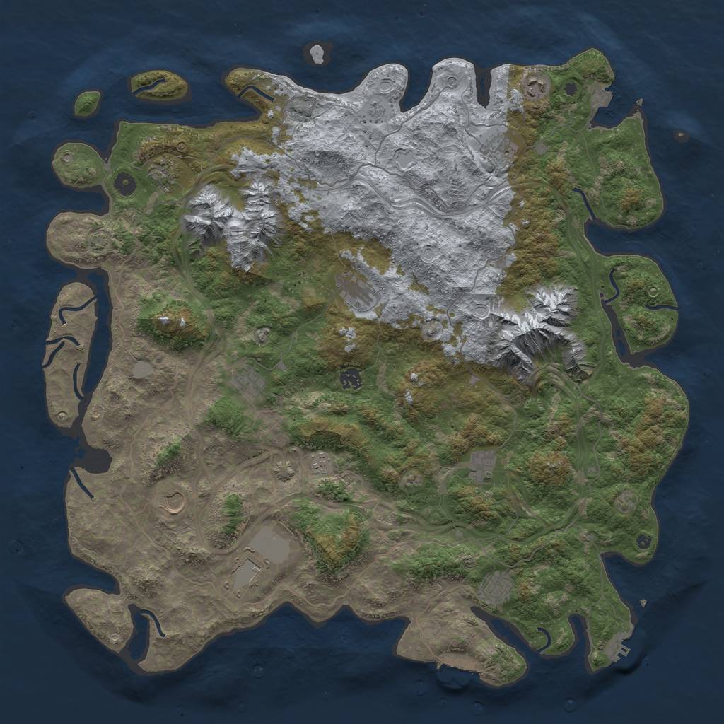 Rust Map: Procedural Map, Size: 5000, Seed: 7706, 19 Monuments