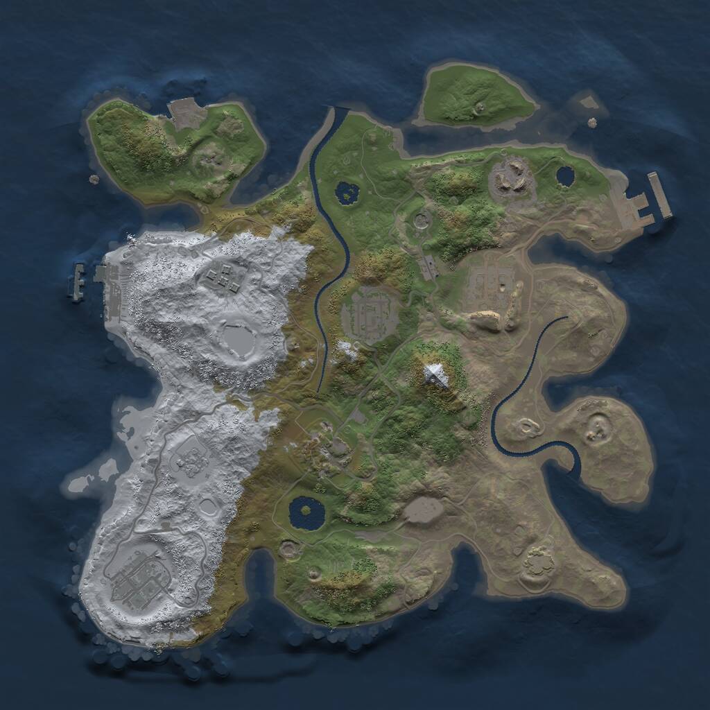 Rust Map: Procedural Map, Size: 3000, Seed: 1329312948, 12 Monuments