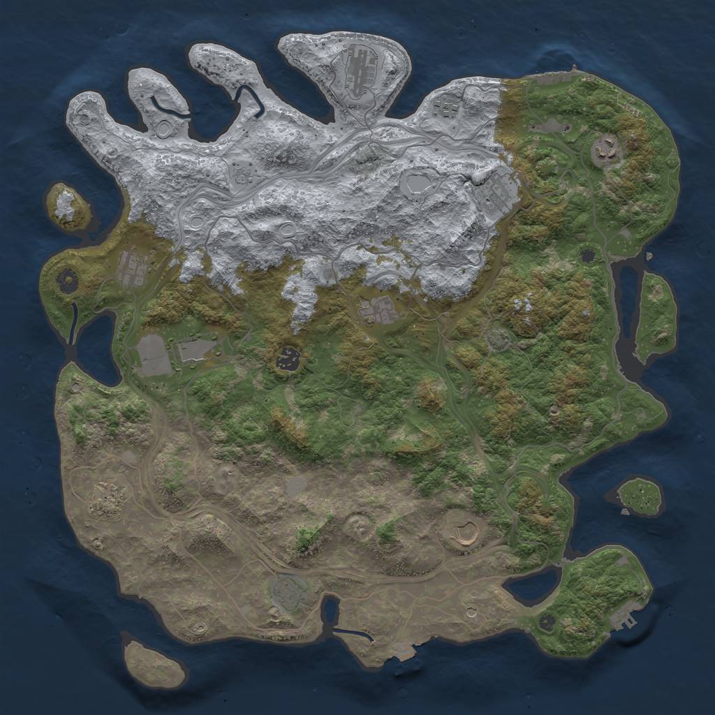 Rust Map: Procedural Map, Size: 4500, Seed: 1098042314, 19 Monuments