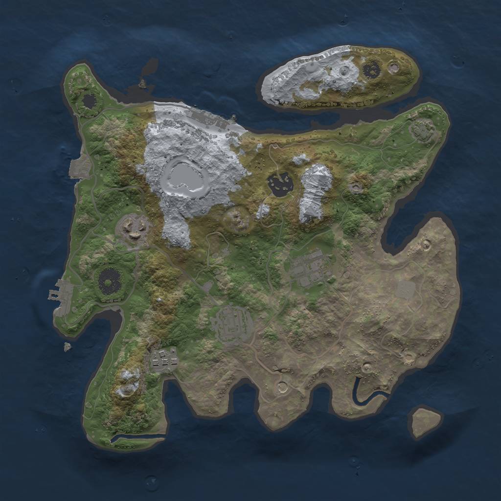 Rust Map: Procedural Map, Size: 3000, Seed: 850017, 12 Monuments