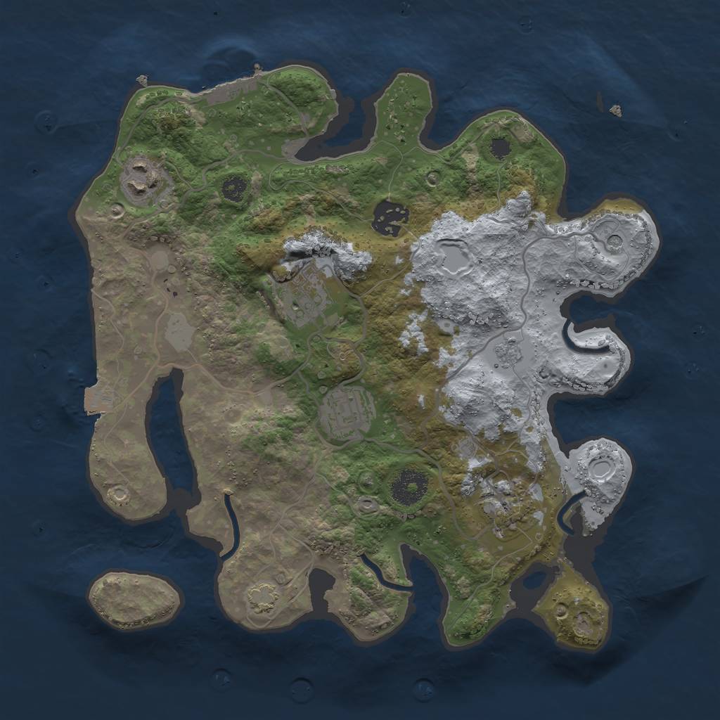 Rust Map: Procedural Map, Size: 3000, Seed: 7238, 12 Monuments