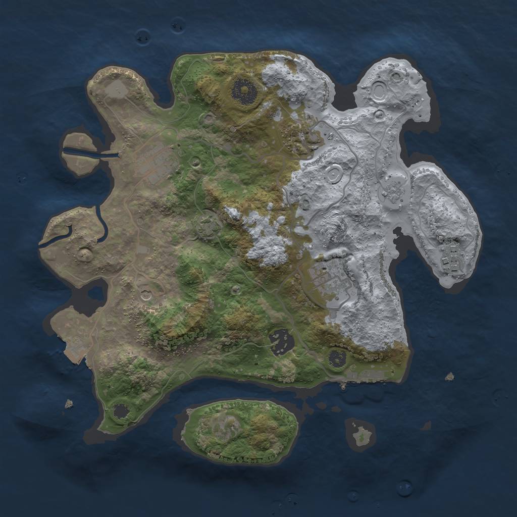 Rust Map: Procedural Map, Size: 3000, Seed: 7305264, 12 Monuments