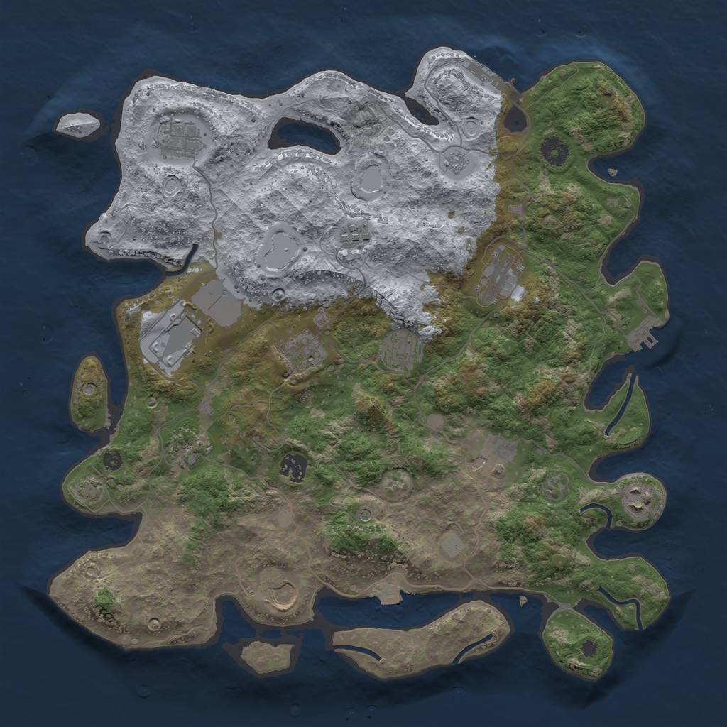 Rust Map: Procedural Map, Size: 3900, Seed: 23583620, 19 Monuments